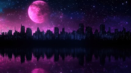 Neon Nights: A Cyberpunk Cityscape Illuminated by Moonlight