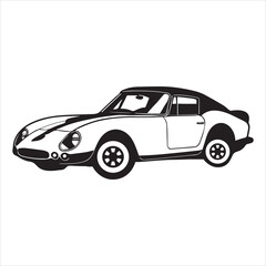 Obraz premium Classic Car Vector illustration in black and white - Luxury Car Clipart Design