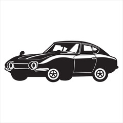 Obraz premium Classic Car Vector illustration in black and white - Luxury Car Clipart Design
