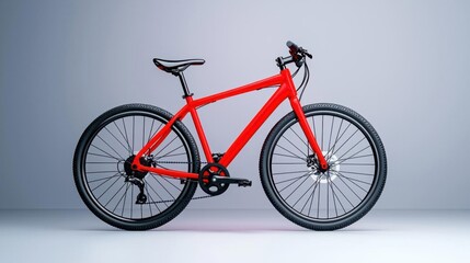 Fototapeta premium A photostock of a red bicycle isolated on white, symbolizing eco-friendly transportation.