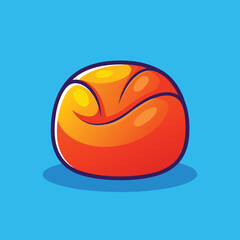 A cartoon illustration of an orange bean bag chair, perfect for relaxing and kicking back.