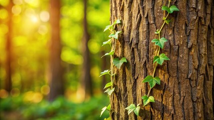 Obraz premium A delicate vine is wrapped around a tree trunk, swaying gently in the wind, branch, nature