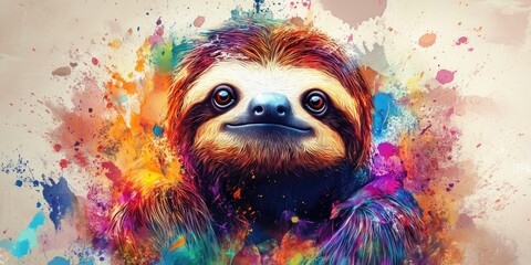 Sloth with Paint Splatters