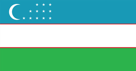Uzbekistan Flag Vector - Official Uzbekistan Flag With Original Color and Size Proportion