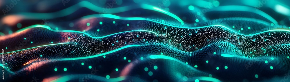 Sticker abstract waves of light in vibrant colors create a mesmerizing visual effect, ideal for technology o