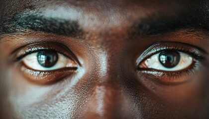 Naklejka premium Close-up view of human eyes showcasing deep emotions and striking contrast, highlighting the beauty and intensity of gaze.