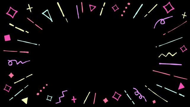 背景透過アルファチャンネル　カラフルでポップな手描きのピンク系集中線動画