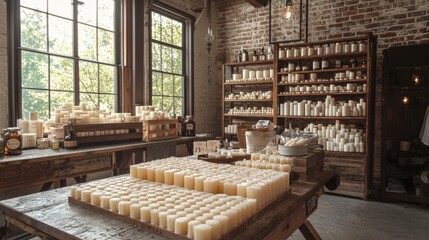 Sugarscented aromatherapy blends in candlemaking workshop with essential tools