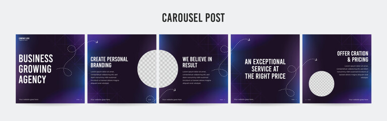 Set of minimalist business carousel post, Customize social media template design, Instagram and Linkedin carousel post, template eps 10.