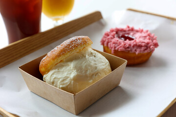 a donut dessert on display