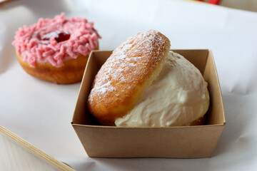 a donut dessert on display