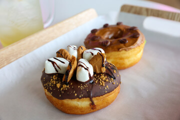 a donut dessert on display