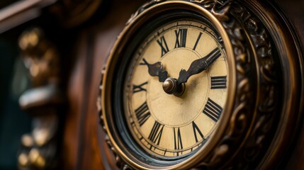 Fototapeta premium A close-up of an antique clock with intricate details, symbolizing the passage of time,