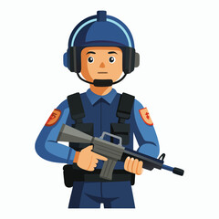 vector police officer wearing a helmet and ear protection