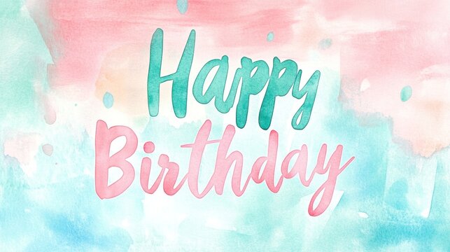 Colorful Pastel Watercolor "Happy Birthday" Card – Vibrant and Cheerful Celebration Art