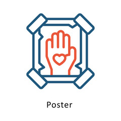 Poster vector Outline Two Color Design icon. Volunteering Symbol on White background EPS 10 File