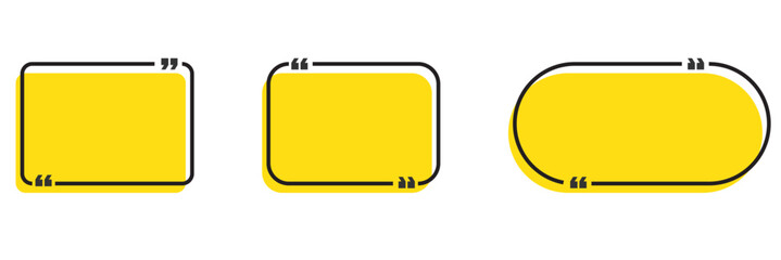 Set with quote box frame in abstract style. Vector texting quote boxes. Bubble banners with quotation, message and comment.