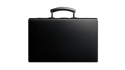 A Sleek Black Briefcase Ready for Professional Use Symbolizing Success and Organization in the Business World, isolated on transparent background