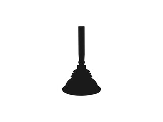 Black toilet plunger silhouette.  Plunger icon vector illustration design. Toilet equipment vector. Toilet plunger icon vector illustration design template. vector silhouette on white background.