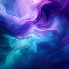 Naklejka premium Bold swirls of color, in style of abstract painting, vibrant blues, purples, and greens blending seamlessly, soft edges, fluid, ethereal, dreamlike, mesmerizing. Abstract painting background