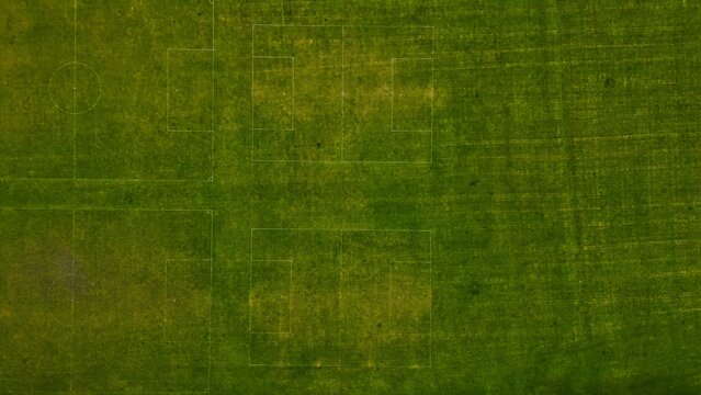 Aerial View of a Green Soccer Field