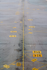 Wayfinding lines on the tarmac at HK International Airport