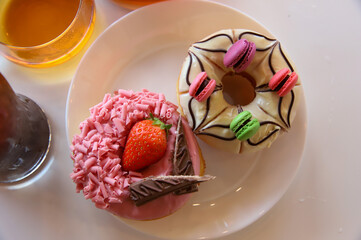 a donut dessert on display
