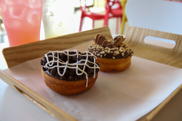 a donut dessert on display