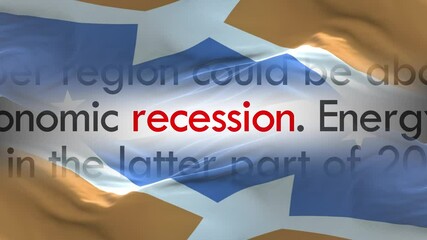 Tierra del Fuego Province Argentina flag - Waving flag on loop of economic news articles