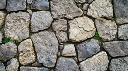 Obraz premium Rough stone surface with uneven textures and natural cracks, in a close-up view