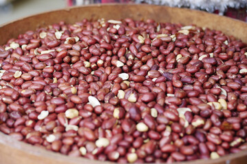 Close-Up View of Raw Shelled Peanuts for Culinary Use