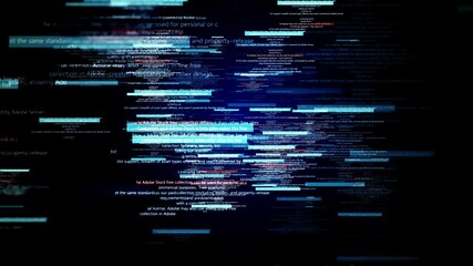 Animation of digital data moving on back background Loop