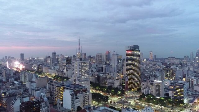 Ciudad de Buenos Aires Dusk City Aerial View