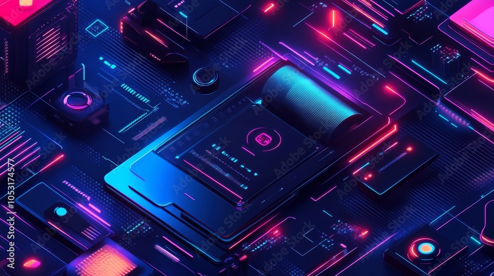 Wall mural concept of information technologies and computer engineering.