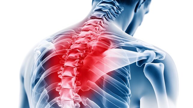 Vibrant medical illustration of the spine