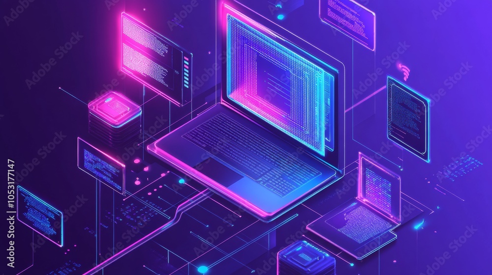 Wall mural concept of information technologies and computer engineering.