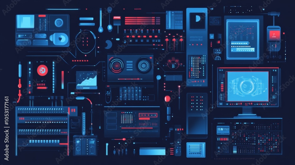 Wall mural concept of information technologies and computer engineering.
