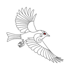 a bird that flaps its wings with antagonistic eyes

