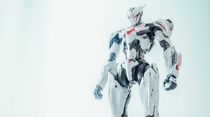 Futuristic Robotic Warrior - Sci-Fi Mech Suit in White and Black