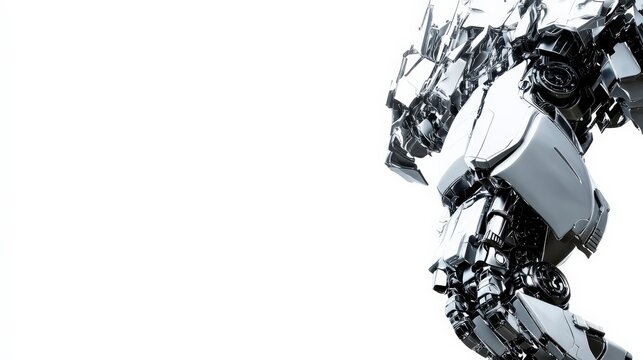 Powerful Robotic Exo-Suit on a White Background