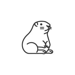 Fototapeta premium Line Drawing of a Sitting Groundhog