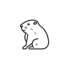 Line drawing of a sitting groundhog