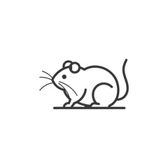Fototapeta premium Line Drawing of a Sitting Mouse with Large Ears