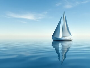 Obraz premium A minimalist sailboat on a calm sea, symbolizing peace and freedom