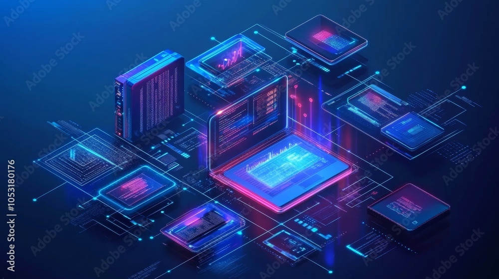 Wall mural concept of information technologies and computer engineering.