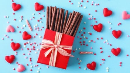 Obraz premium Pepero day with Chocolate Biscuit Sticks set,Pocky straw stick set,Couple Lovely day,Pepero Day Love Event,romantic event banner illustration,November 11th concept,valentine day.