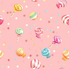 Colorful Candy Pattern Design for Fun and Playful Backgrounds, Ideal for Parties, Celebrations, and Sweet Treats Promotions