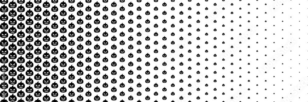 Aufkleber horizontal halftone of spooky smile black pumpkins or jack o lantern for pattern and background.
