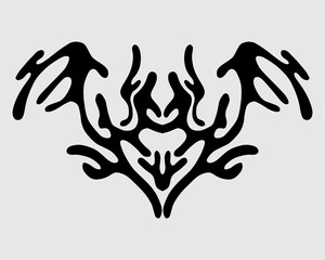 Neo tribal sigilism wings illustration ornate vector acid brutalist streetwear element clip art cool tattoo ink, t shirt design clothing sticker editable