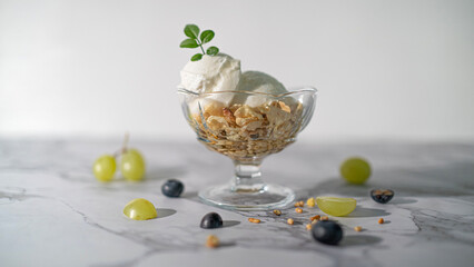 Fresh Fruit Yogurt Bowl on a Marble Surface